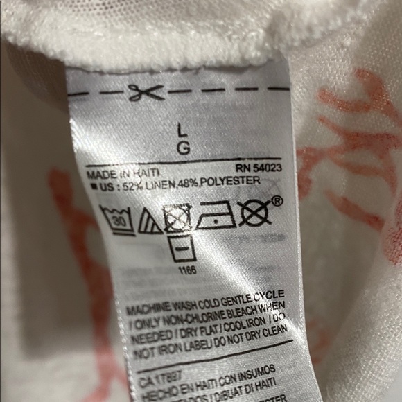 Old Navy off white & coral linen blend lightweight tank top blouse shirt LARGE - Picture 7 of 8